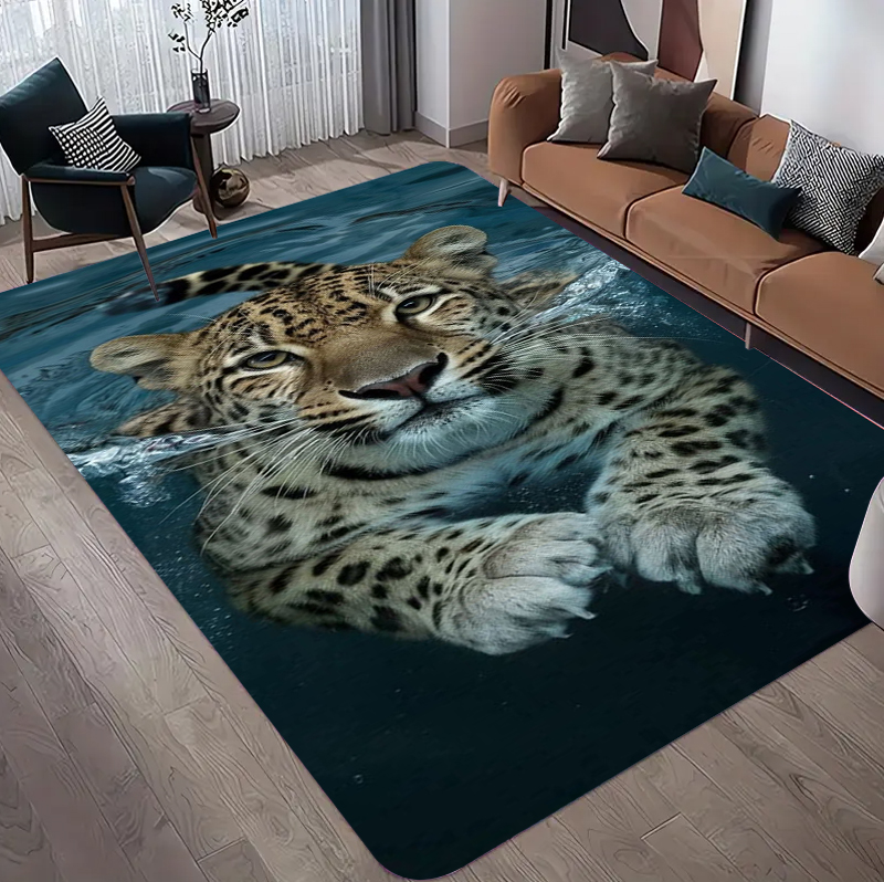 Commercial Printing Machine - Leopard Pattern Rug Realistic Animal Panthera