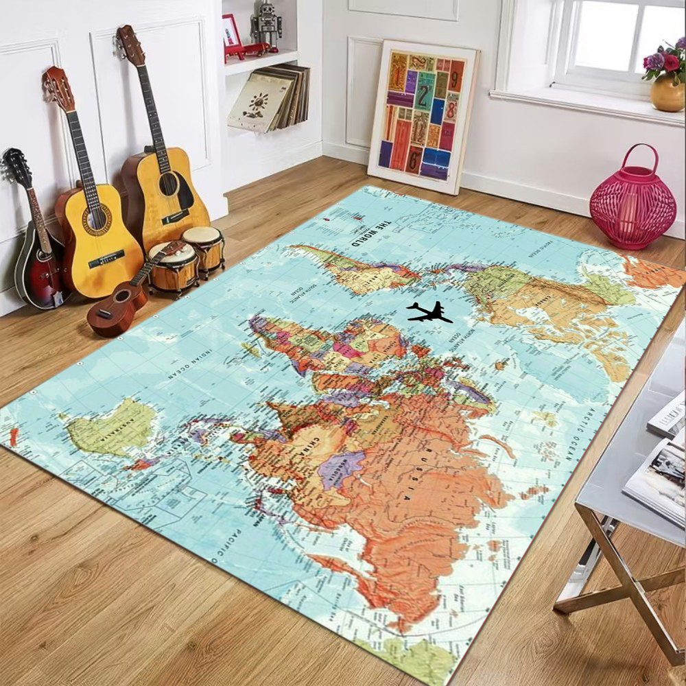 Commercial Printing Machine - World Map Printed Carpet Children's Education
