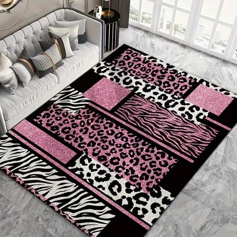 Commercial Printing Format - Pink Leopard Zebra Print Rug Modern