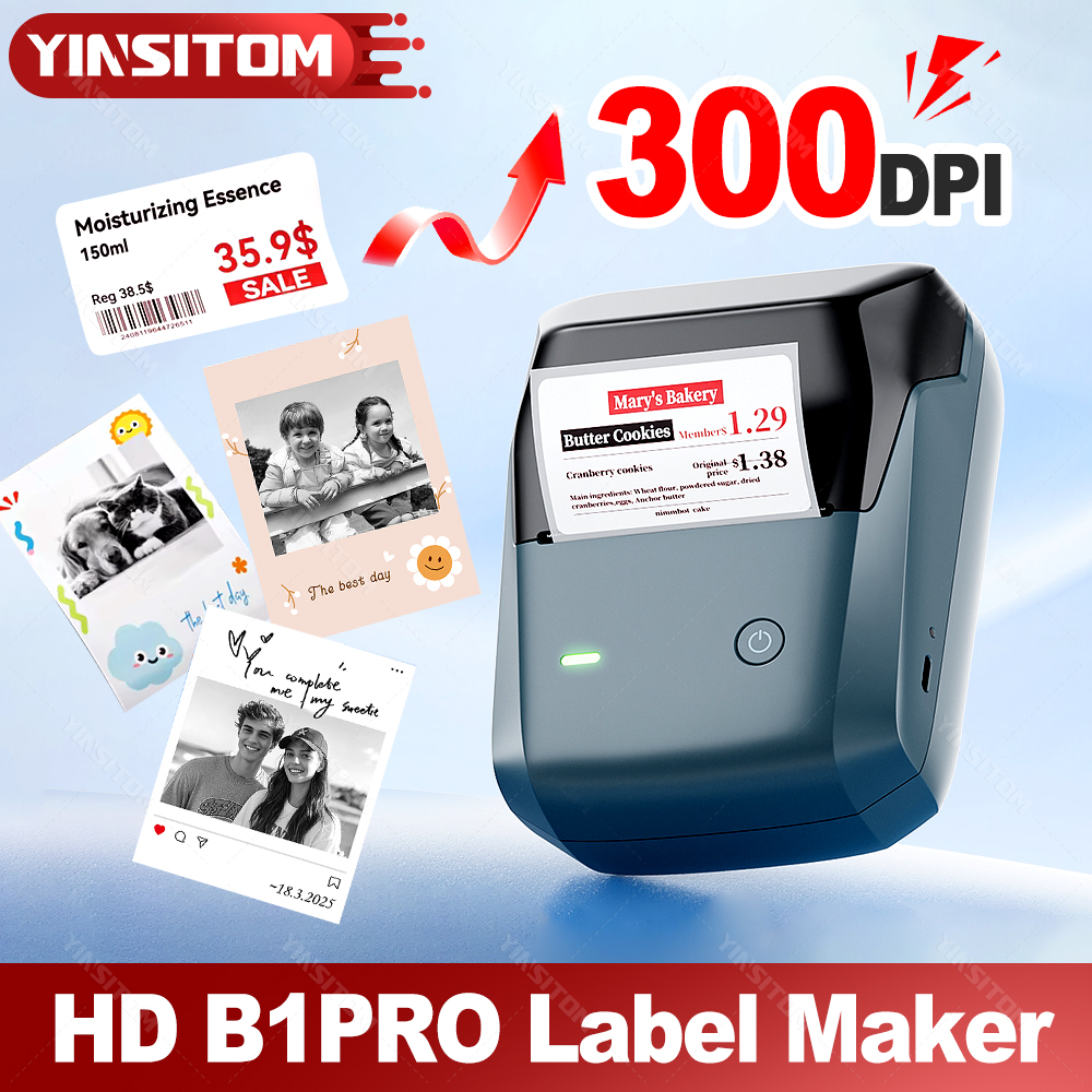 Commercial Photo Printer - 300DPI HD NIIMBOT B1Pro Mini Label