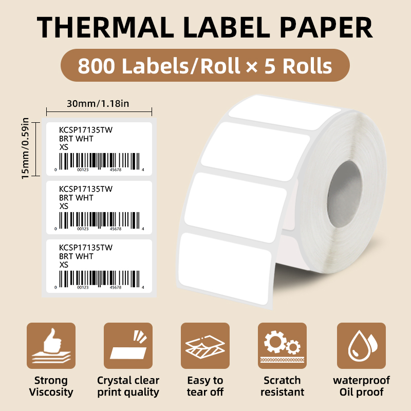 5 Rolls of White Label Sticker - Commercial Printing Machine recensie en prijs
