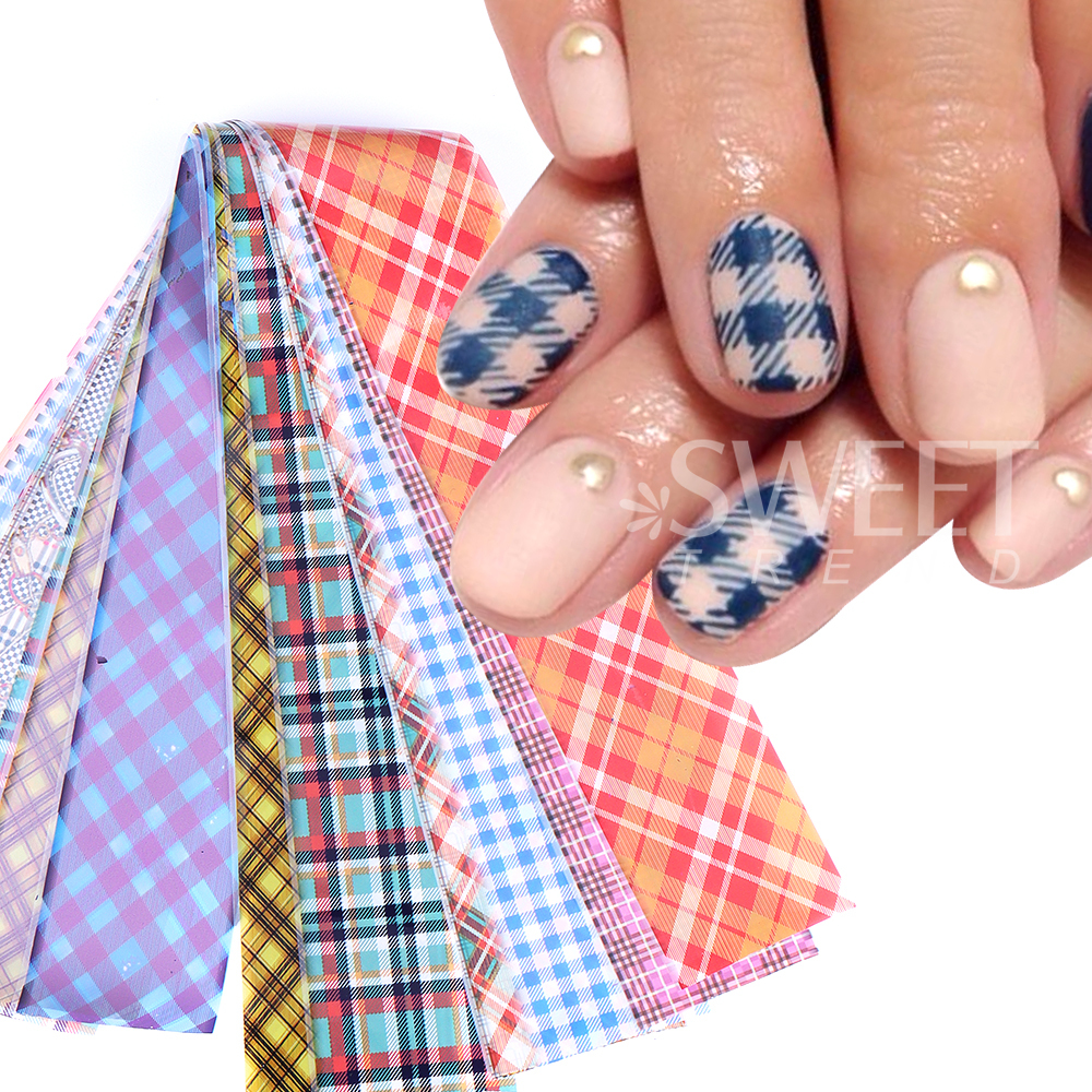 10PCS Plaid Nail Art Foil Tran - White Toner Transfer Paper recensie en prijs