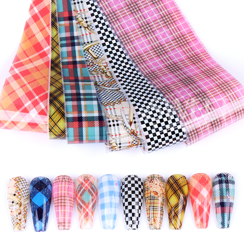 10PCS Plaid Nail Art Foil Tran - White Toner Transfer Paper recensie en prijs